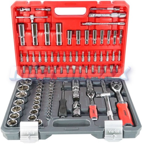 Zestaw kluczy nasadowych 1/4" i 1/2" 94 el. - VERKE